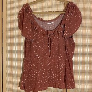 Maurices Rust Polka Dot Blouse